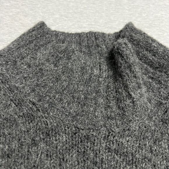 H&M Sweater Womens Large Gray Oversized Mock Turtleneck Fuzzy Hairy Cozy - Picture 3 of 12